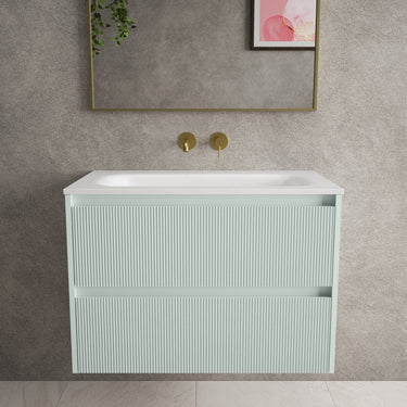Scanalato Double Drawer Vanity Unit  With Beyondstone Basin - Peppermint 800mm