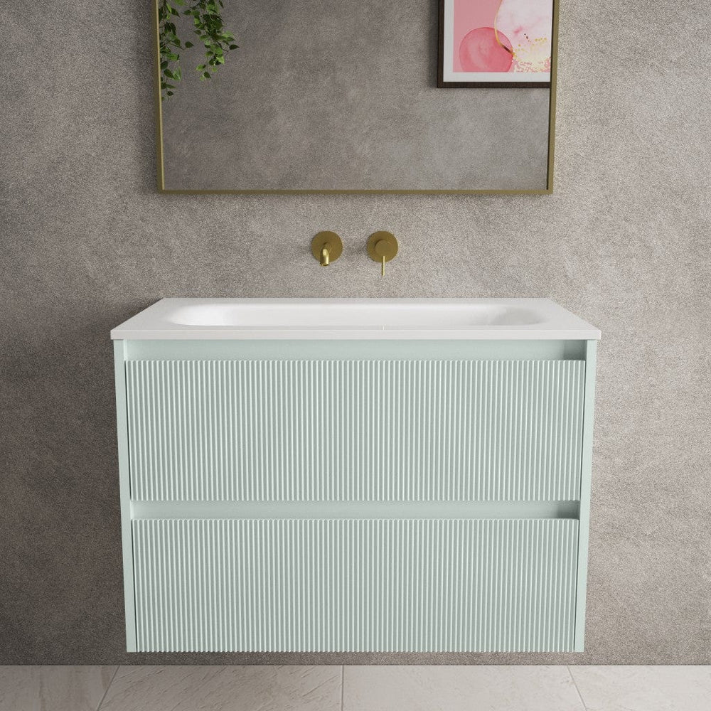 Scanalato Double Drawer Vanity Unit  With Beyondstone Basin - Peppermint 800mm