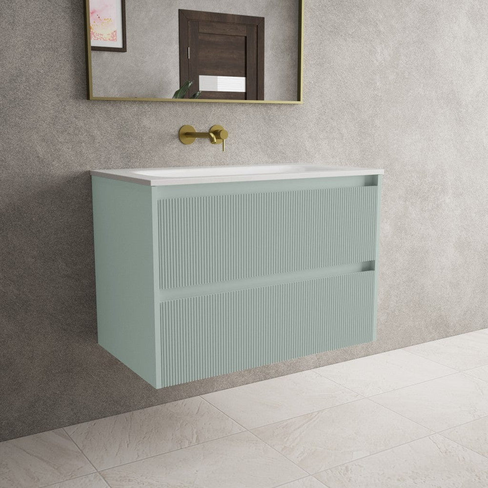 Scanalato Double Drawer Vanity Unit  With Beyondstone Basin - Peppermint 800mm
