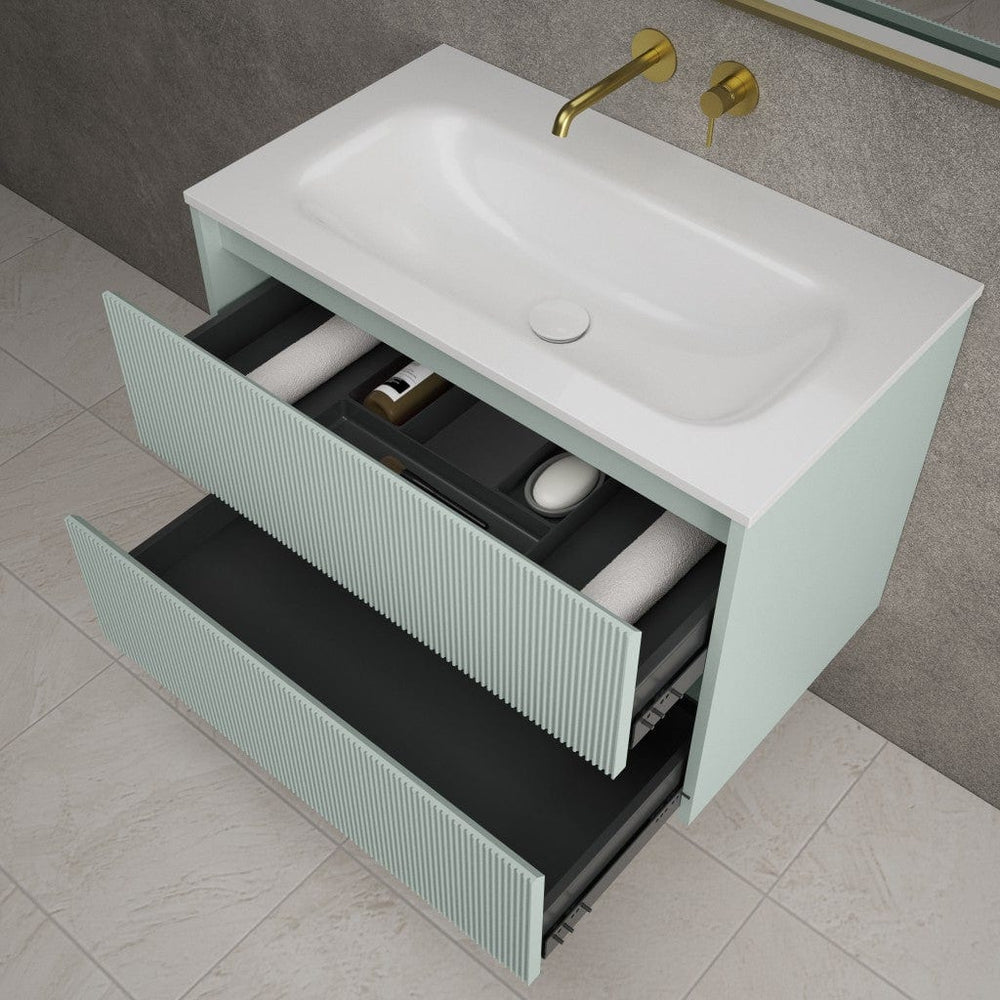 Scanalato Double Drawer Vanity Unit  With Beyondstone Basin - Peppermint 800mm