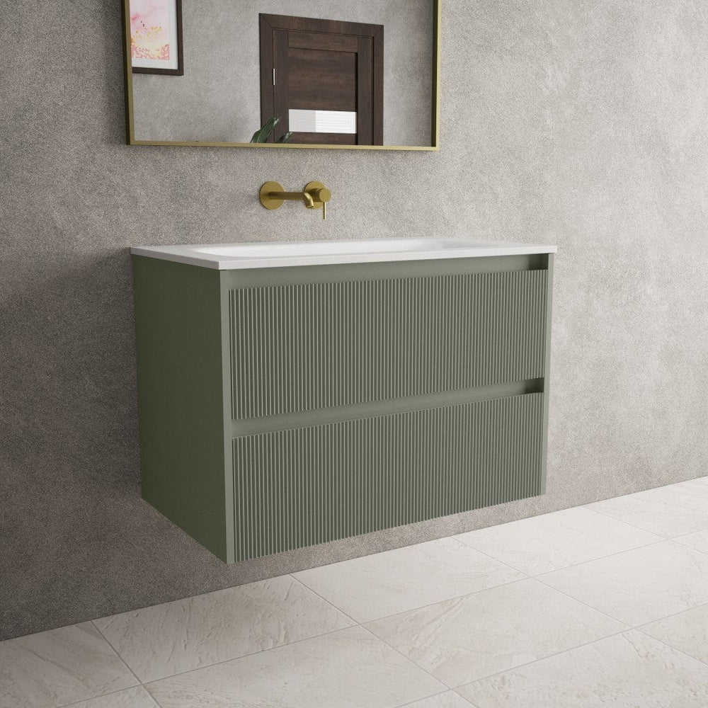 Scanalato Double Drawer Vanity Unit  With Beyondstone Basin - Pistachio 800mm