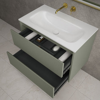 Scanalato Double Drawer Vanity Unit  With Beyondstone Basin - Pistachio 800mm