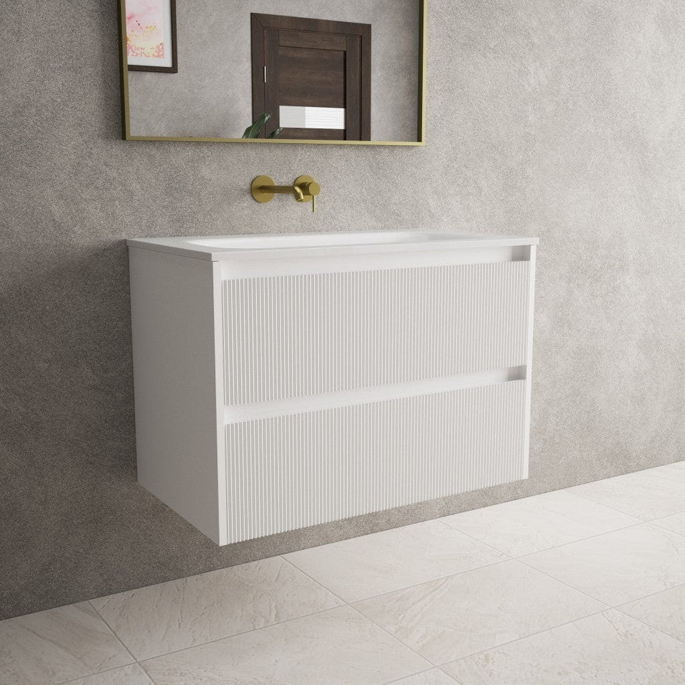Scanalato Double Drawer Vanity Unit  With Beyondstone Basin - Pure White 800mm