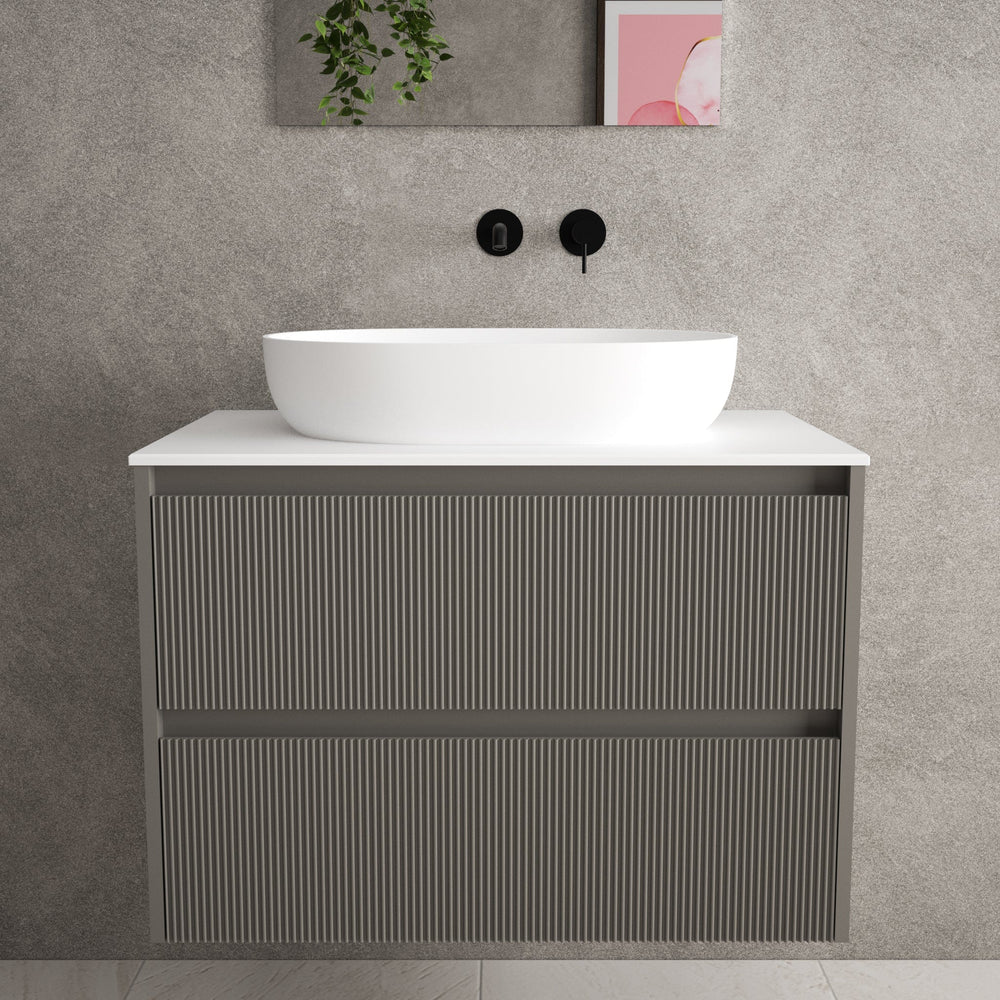 Scanalato Double Drawer Countertop Vanity Unit - Rich Taupe 800mm