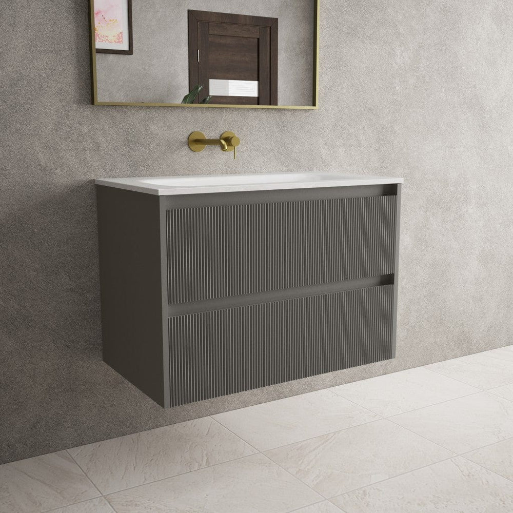 Scanalato Double Drawer Vanity Unit  With Beyondstone Basin - Rich Taupe 800mm