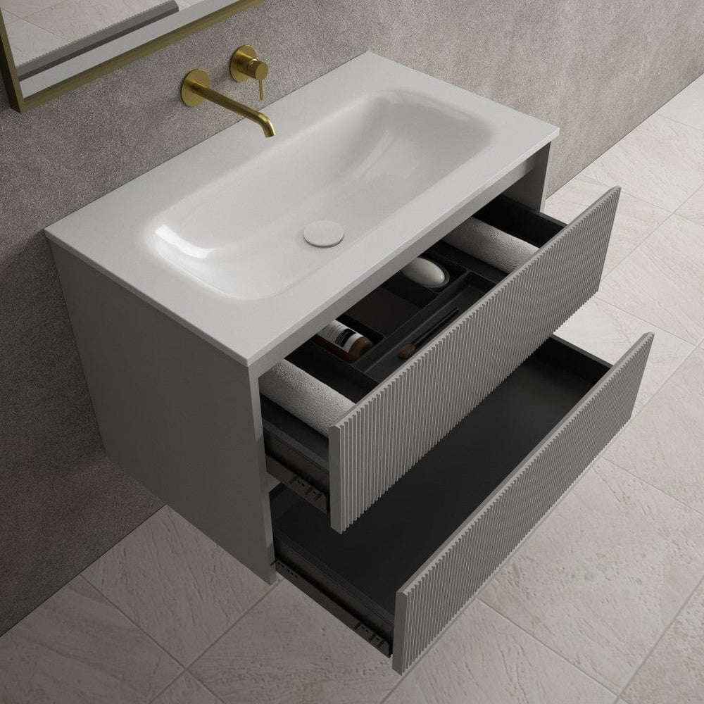 Scanalato Double Drawer Vanity Unit  With Beyondstone Basin - Rich Taupe 800mm