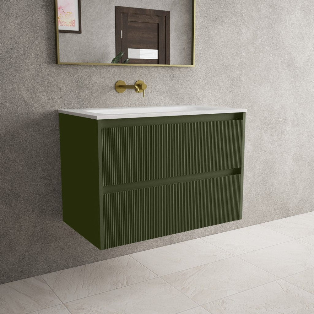 Scanalato Double Drawer Vanity Unit  With Beyondstone Basin - Seaweed 800mm