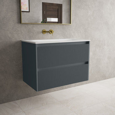 Scanalato Double Drawer Vanity Unit  With Beyondstone Basin - Slate Grey 800mm