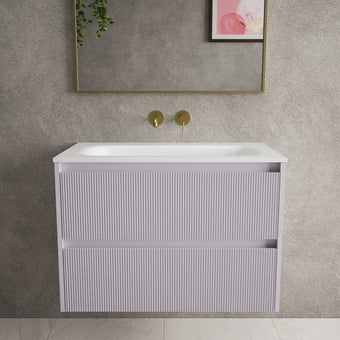 Scanalato Double Drawer Vanity Unit  With Beyondstone Basin - Soft Violet 800mm