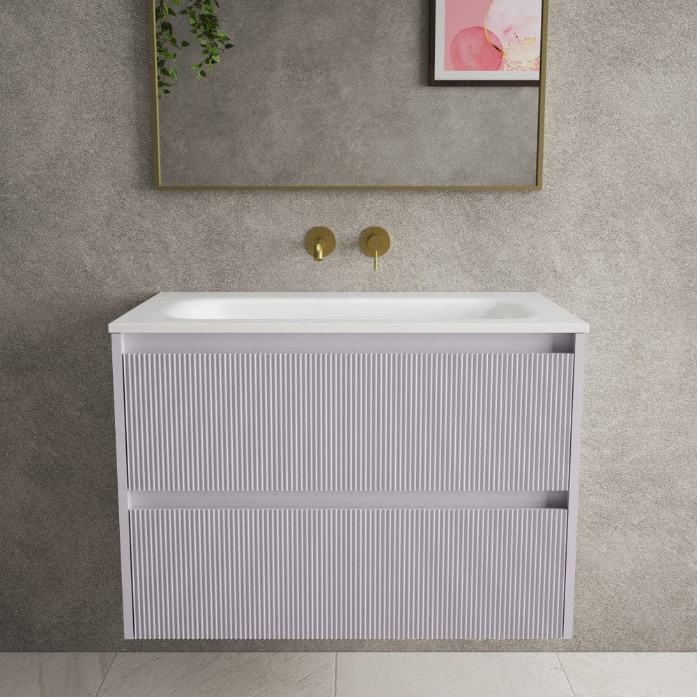 Scanalato Double Drawer Vanity Unit  With Beyondstone Basin - Soft Violet 800mm