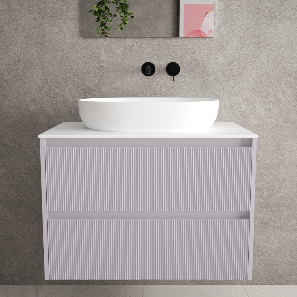 Scanalato Double Drawer Countertop Vanity Unit - Soft Violet 800mm