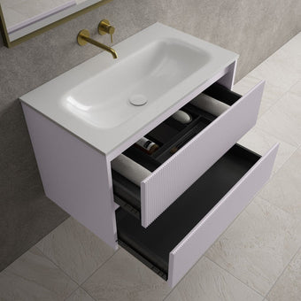 Scanalato Double Drawer Vanity Unit  With Beyondstone Basin - Soft Violet 800mm