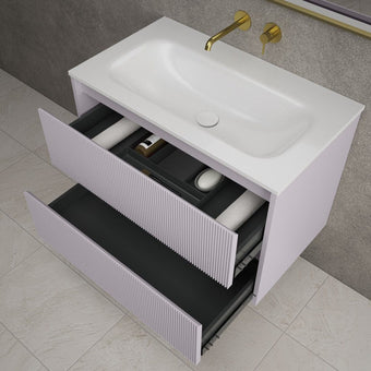 Scanalato Double Drawer Vanity Unit  With Beyondstone Basin - Soft Violet 800mm