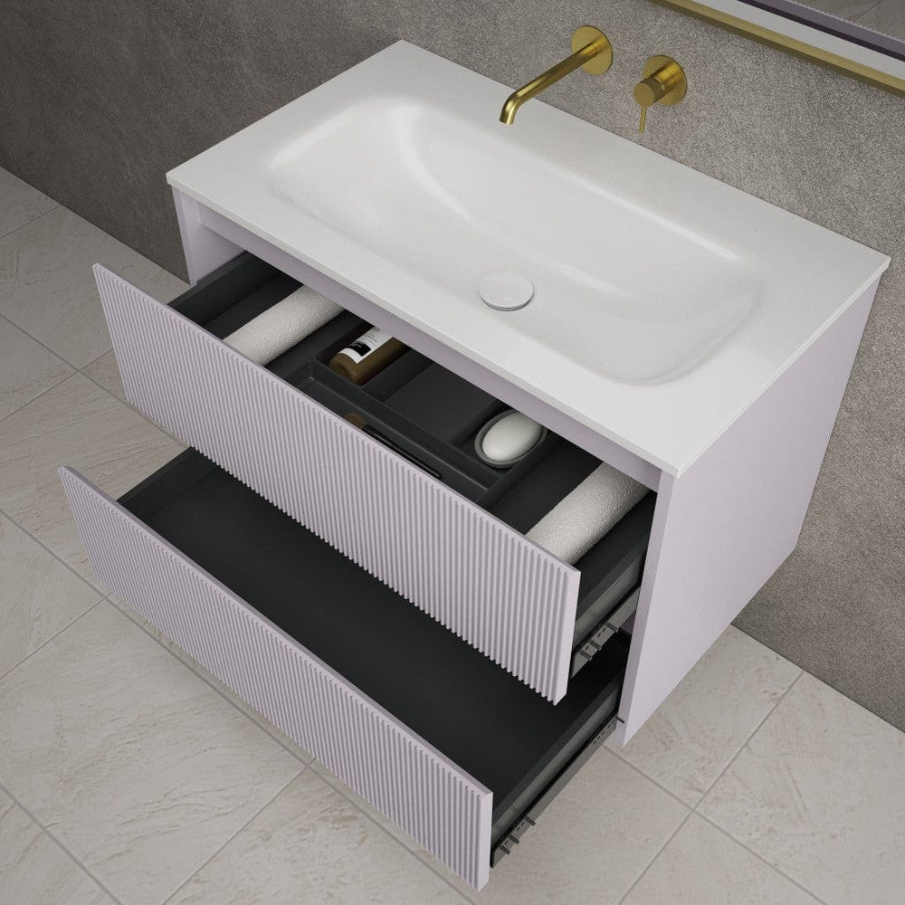 Scanalato Double Drawer Vanity Unit  With Beyondstone Basin - Soft Violet 800mm