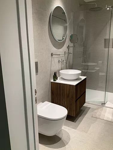 Scanalato Double Drawer Countertop Vanity Unit - Walnut 600mm