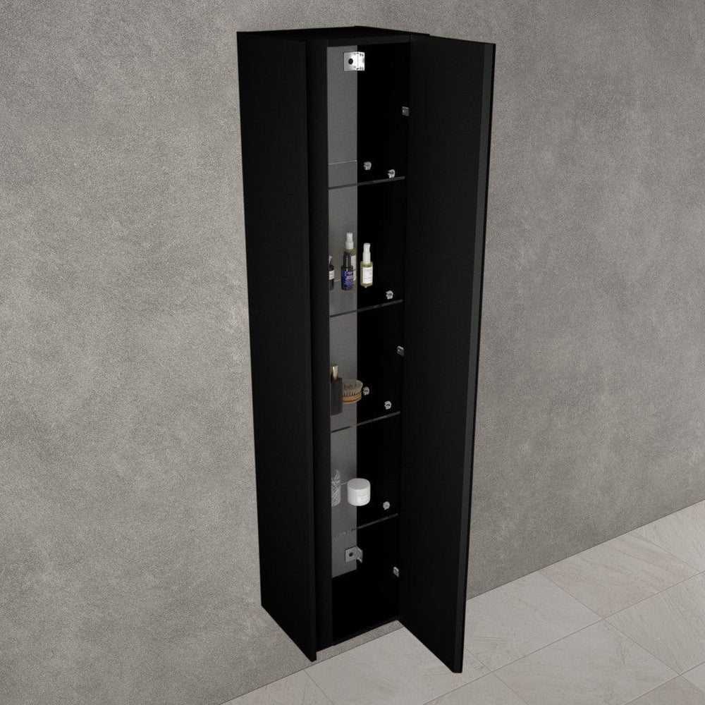 Scanalato Tall Wall Cabinet - Pure Black 350mm x 1650mm