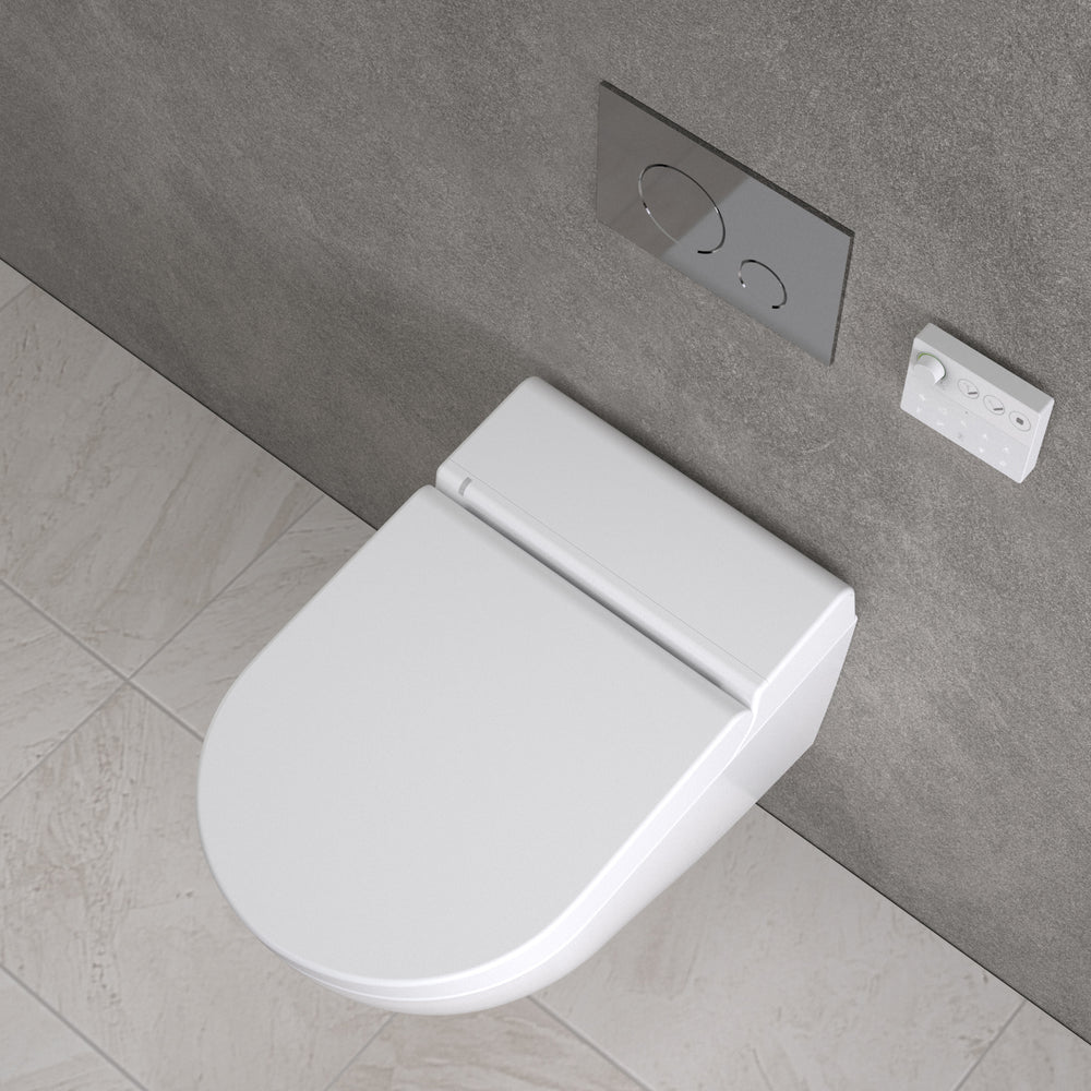 Smart Toilet, Concealed Cistern And Frame And Chrome Effect Flush Plate