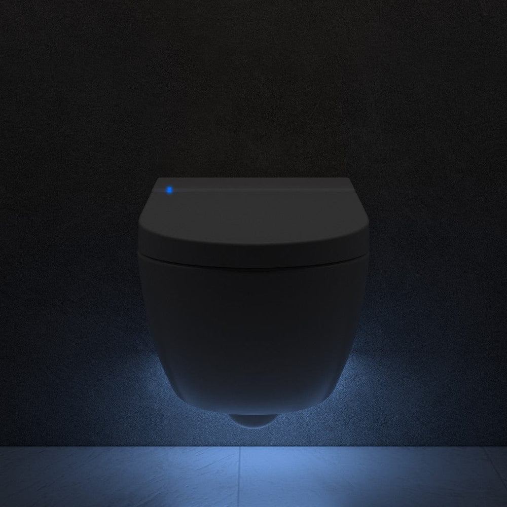 Smart Toilet, Concealed Cistern And Frame And Matt Black Flush Plate