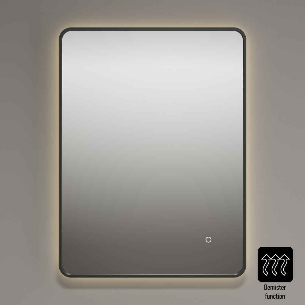 Primitivo Square Steam Free Mirror with LED - Matt Black 600x800mm