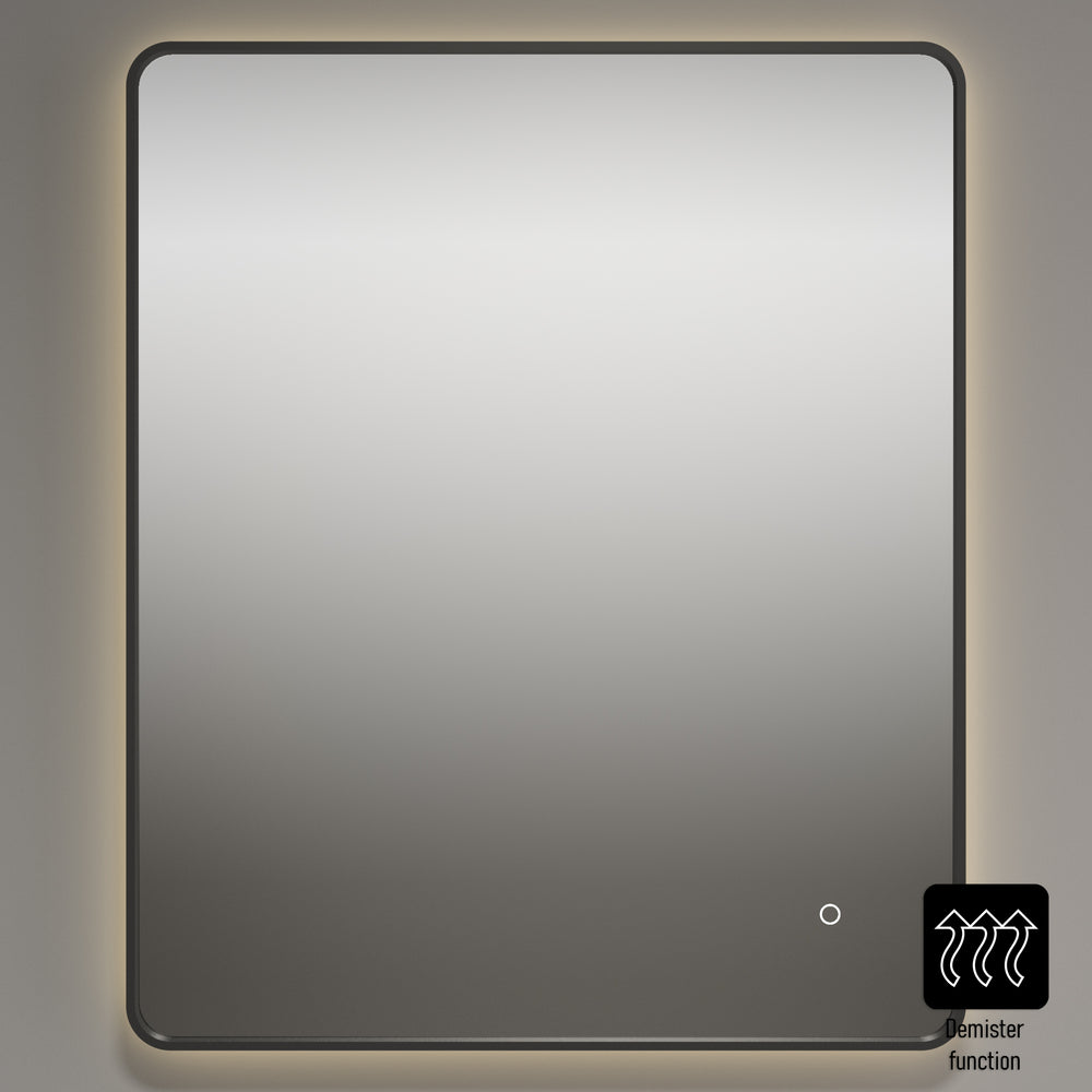 Primitivo Square Steam Free Mirror with LED - Matt Black 750x900mm