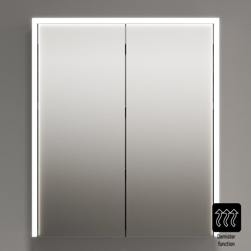 Fiano Steam-Free Modern Mirror Cabinet 600 x 700mm - Aluminium