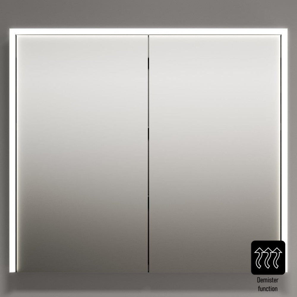 Fiano Steam-Free Modern Mirror Cabinet 800 x 700mm - Aluminium