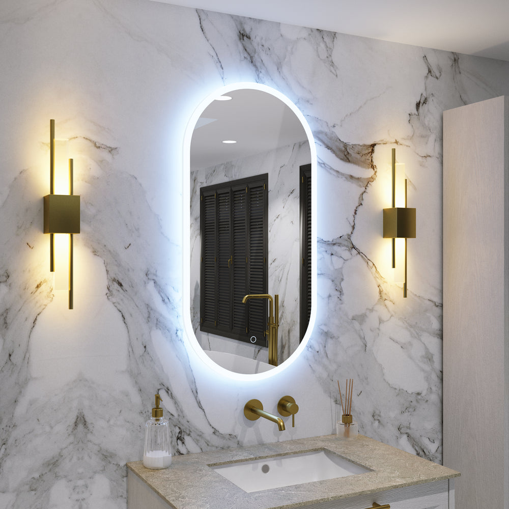 Pignolo Oval Steam Free Mirror with LED Edge - 450x900mm