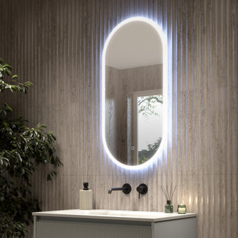 Pignolo Oval Steam Free Mirror with LED Edge - 450x900mm