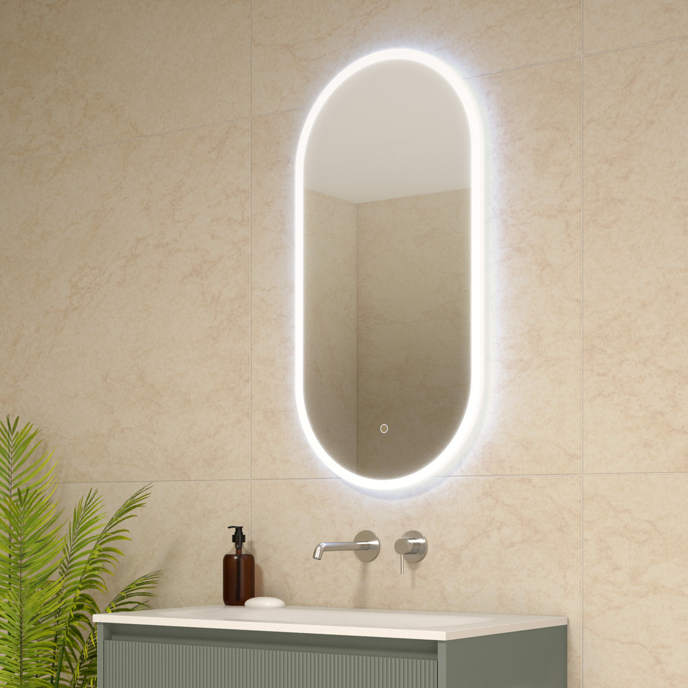 Pignolo Oval Steam Free Mirror with LED Edge - 450x900mm