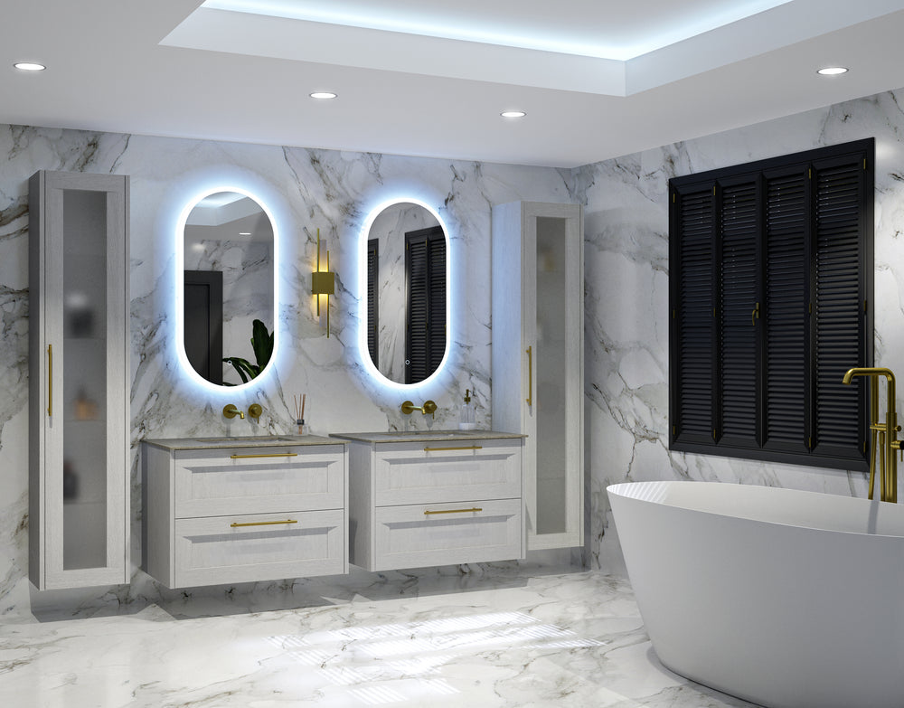 Pignolo Oval Steam Free Mirror with LED Edge - 450x900mm