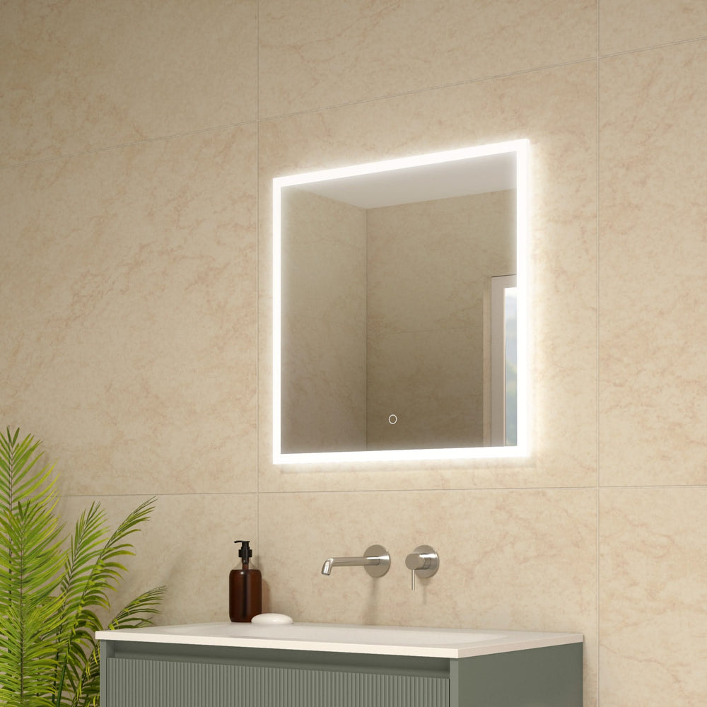 Roscetto Backlit LED Square Steam Free Mirror - 600x600mm