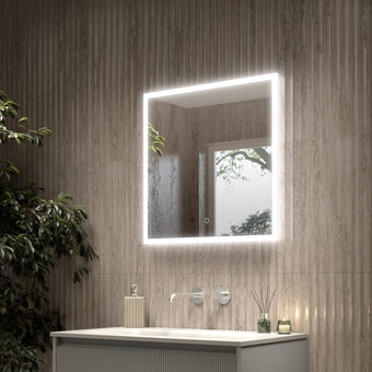 Roscetto Backlit LED Square Steam Free Mirror - 600x600mm