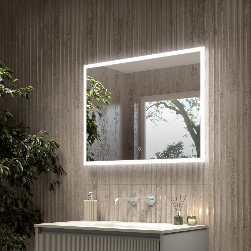 Roscetto Backlit LED Steam Free Mirror  - With Shaver Socket - 800x600mm