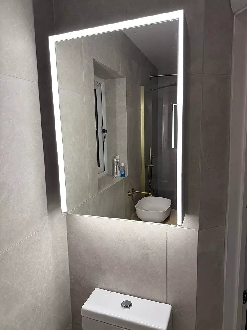 Steam-Free Modern Mirror Cabinet 500 x 700mm - Aluminium