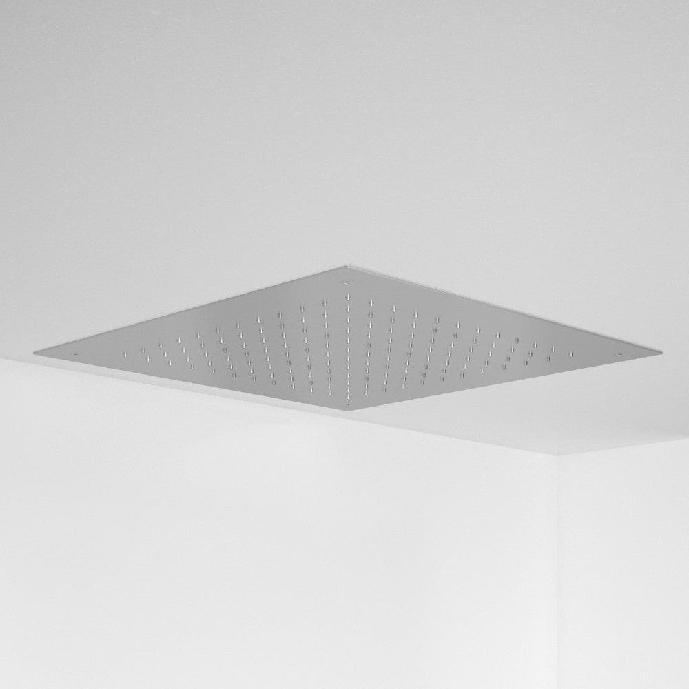 Two Way Push Button Thermostatic Shower Set With Handheld Shower And Ceiling Mounted Shower Head - Brushed Steel