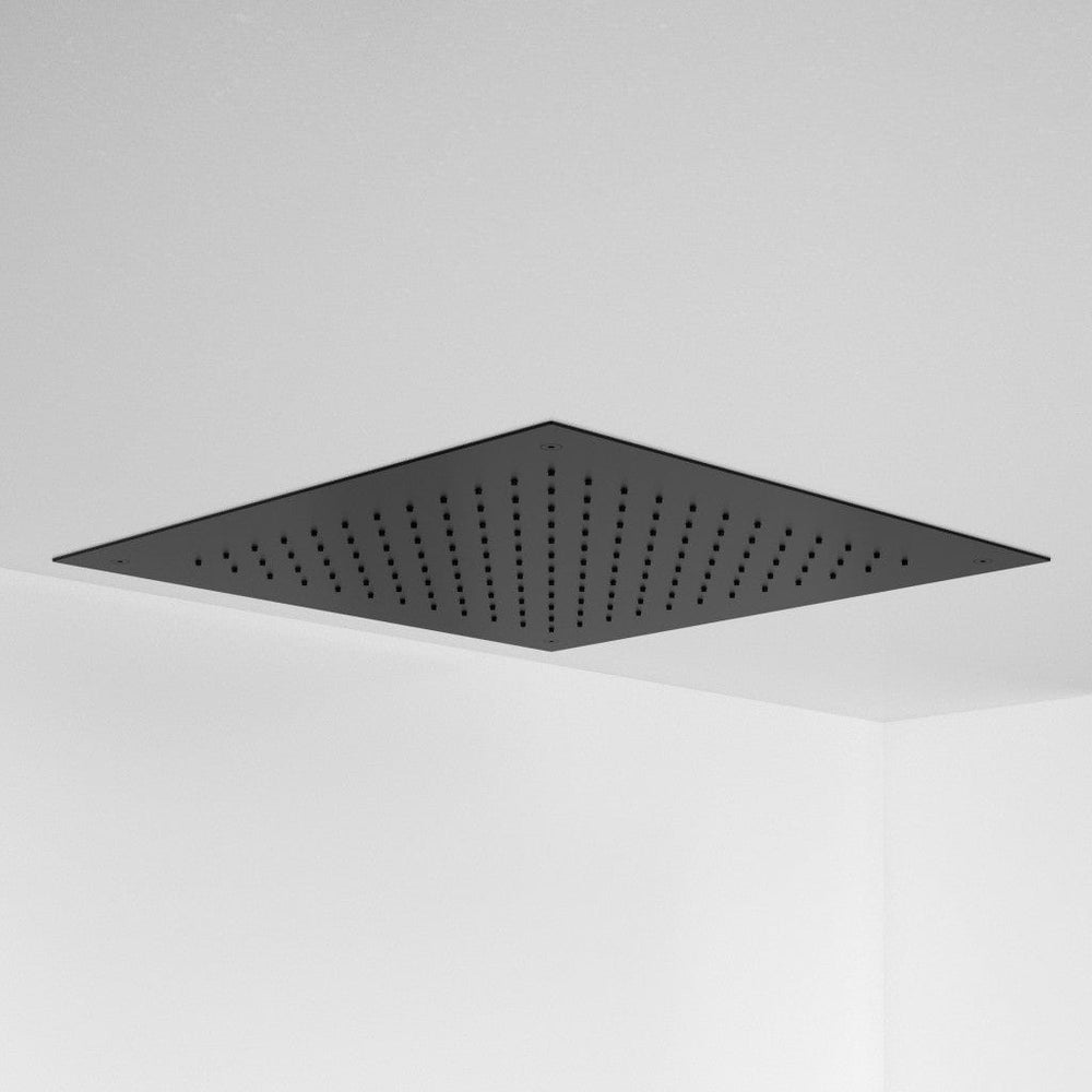 Two Way Push Button Thermostatic Shower Set With Handheld Shower And Ceiling Mounted Shower Head - Matt Black