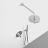 Two Way Push Button Thermostatic Shower Set With Handheld Shower And Wall Mounted Shower Head - Brushed Steel