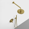 Two Way Push Button Thermostatic Shower Set With Handheld Shower And Wall Mounted Shower Head - Brushed Brass