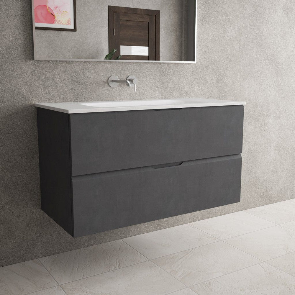 Tasca Two Drawer Vanity Unit  With Beyondstone Basin - Dark Concrete 1000mm