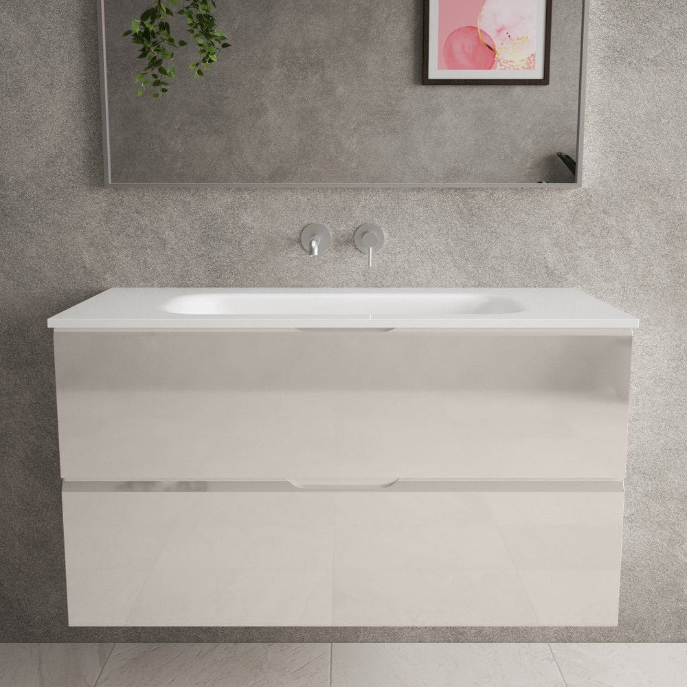 Tasca Two Drawer Vanity Unit  With Beyondstone Basin - Gloss Cashmere 1000mm