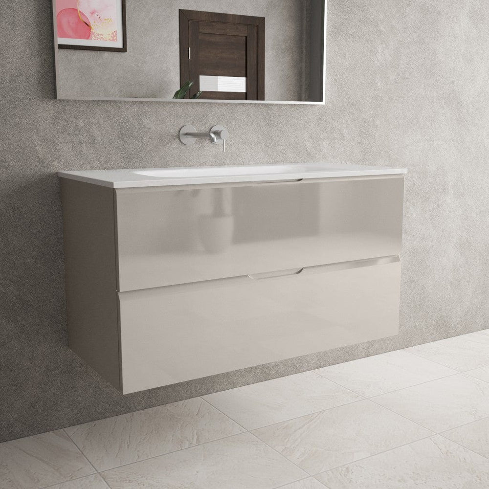 Tasca Two Drawer Vanity Unit  With Beyondstone Basin - Gloss Cashmere 1000mm