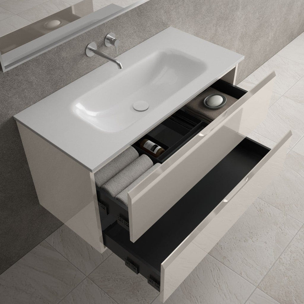 Tasca Two Drawer Vanity Unit  With Beyondstone Basin - Gloss Cashmere 1000mm