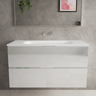 Tasca Two Drawer Vanity Unit  With Beyondstone Basin - Gloss Dove 1000mm