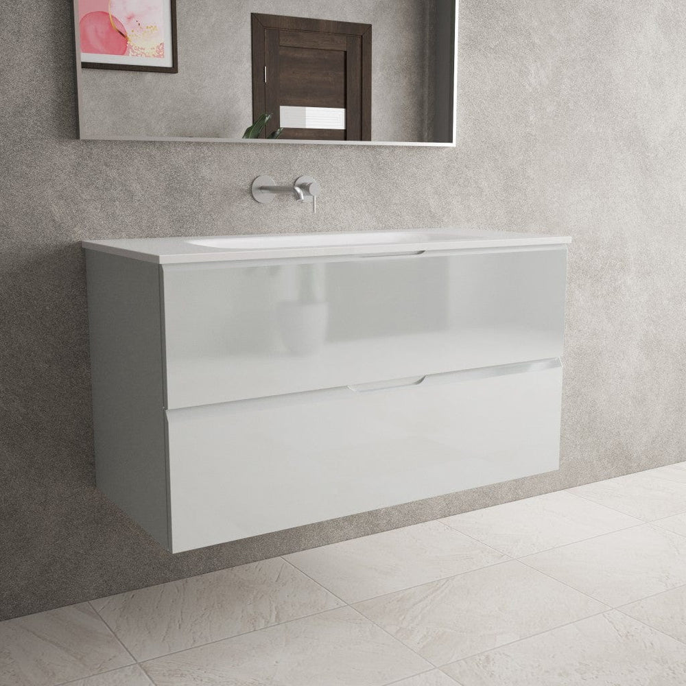 Tasca Two Drawer Vanity Unit  With Beyondstone Basin - Gloss Dove 1000mm