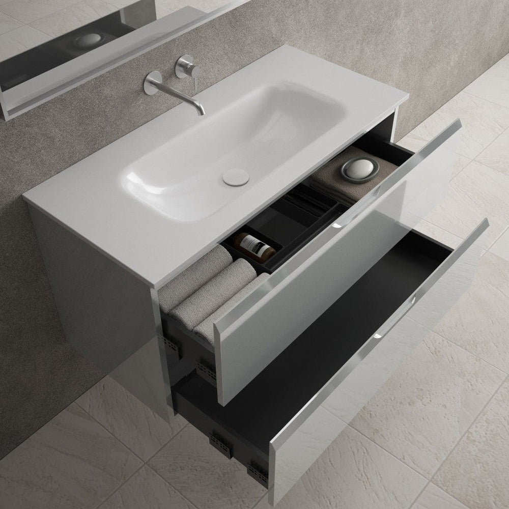 Tasca Two Drawer Vanity Unit  With Beyondstone Basin - Gloss Dove 1000mm