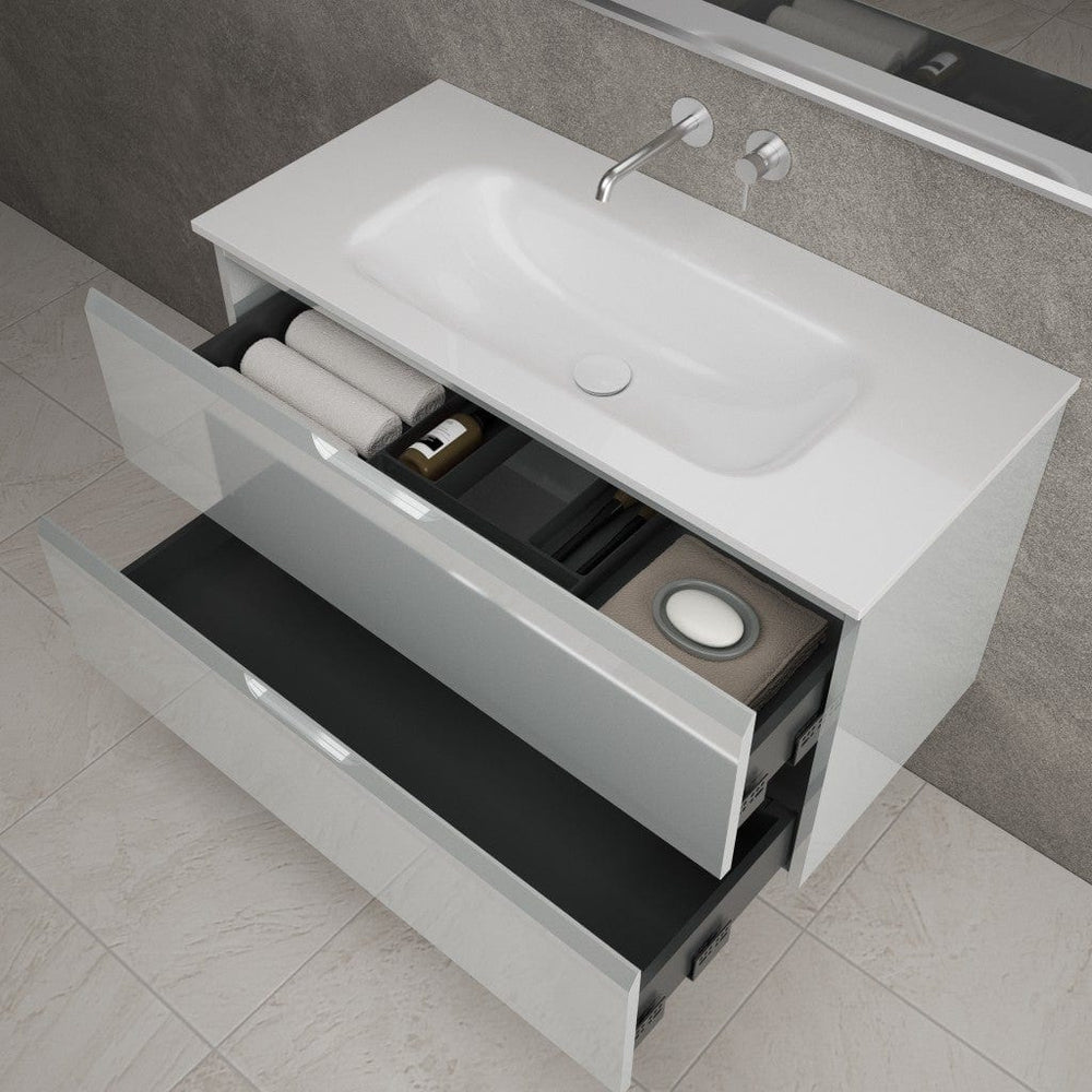 Tasca Two Drawer Vanity Unit  With Beyondstone Basin - Gloss Dove 1000mm