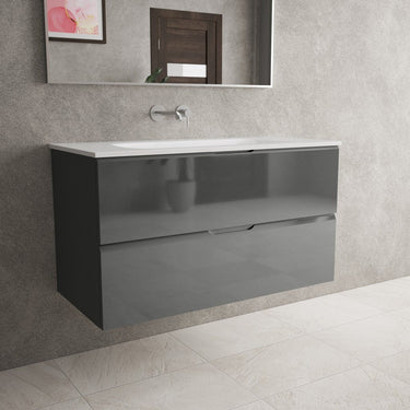Tasca Two Drawer Vanity Unit  With Beyondstone Basin - Gloss Dust 1000mm