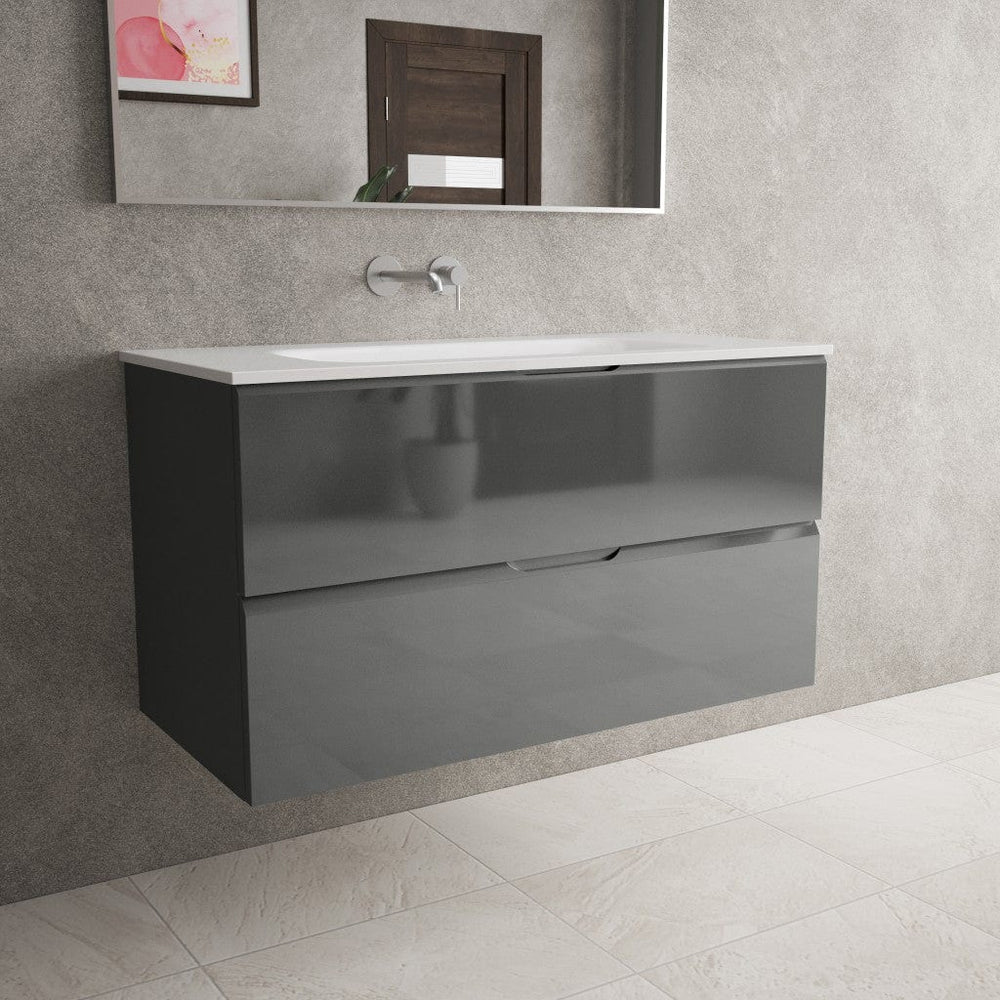 Tasca Two Drawer Vanity Unit  With Beyondstone Basin - Gloss Dust 1000mm