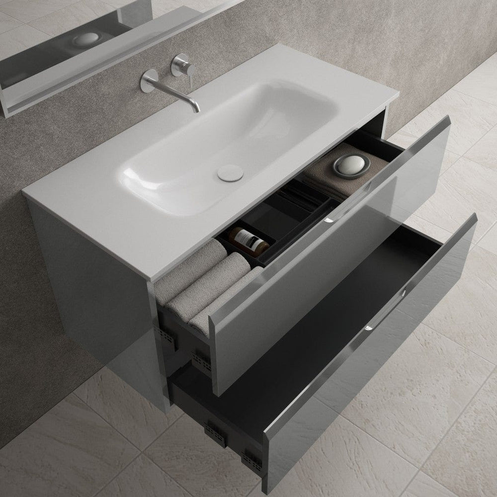 Tasca Two Drawer Vanity Unit  With Beyondstone Basin - Gloss Dust 1000mm