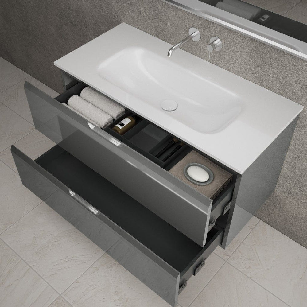 Tasca Two Drawer Vanity Unit  With Beyondstone Basin - Gloss Dust 1000mm